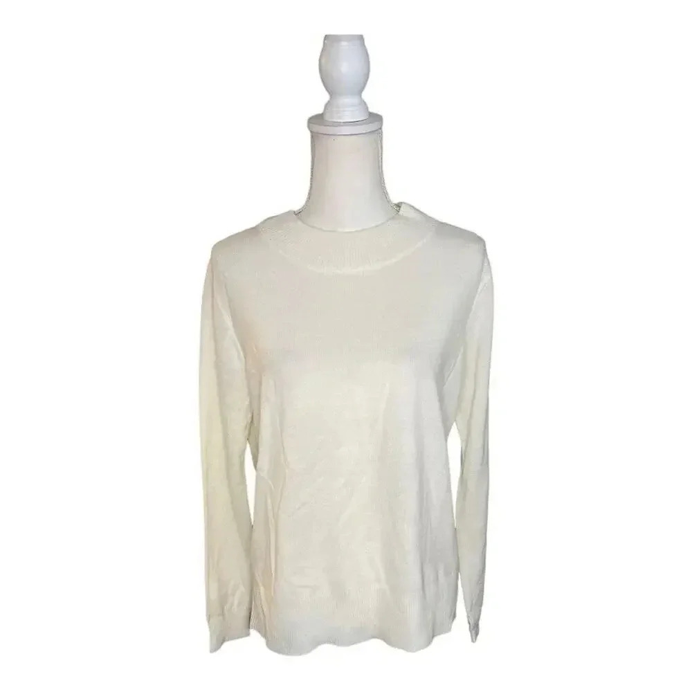 NEW Lea & Viola Women’s Large Ivory Sweater With Criss Cross Back‎ NWT